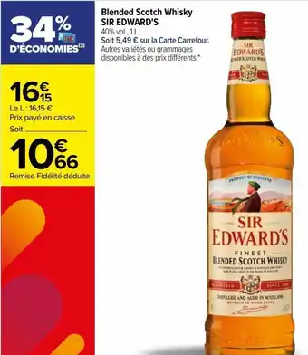 Carrefour Blended scotch whisky sir edward's offre