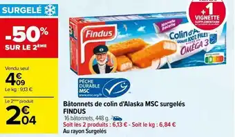 Carrefour Batonnets de colin d'alaska surgelés findus offre