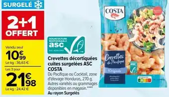 Carrefour Crevettes décortiquées cuites surgelées asc costa offre
