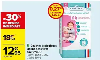 Carrefour Couches écologiques dermo-sensitive carryboo offre