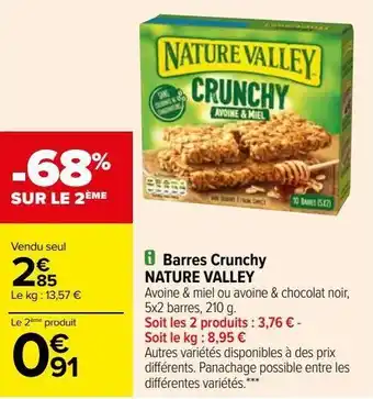 Carrefour Barres crunchy nature valley offre