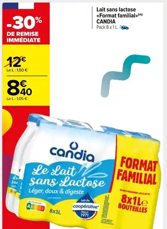 Carrefour Market Lait Sans Lactose Format Familial Candia offre