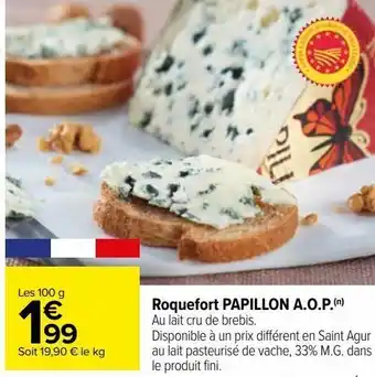 Carrefour Roquefort papillos a.o.p offre