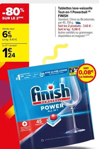 Carrefour Market Tablettes Lave-Vaisselle Tout-en-1 Powerball Finish offre