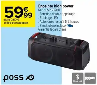 Carrefour Enceinte high power psrgb200 offre