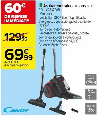Carrefour Aspirateur traineau sans sac caf32par offre