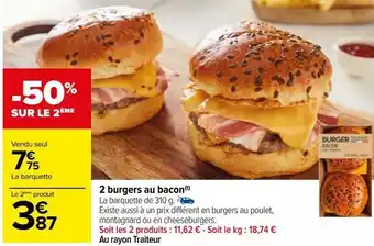 Carrefour 2 burgers au bacon offre