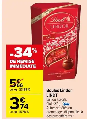 Carrefour Market Boules Lindor Lindt offre