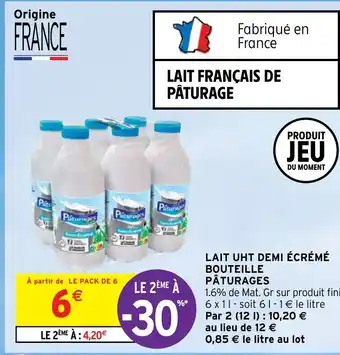 Intermarché Express Lait U.H.T Demi-écréme Bouteille Pâturages offre