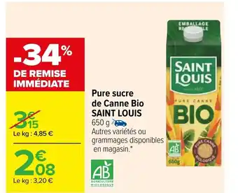 Carrefour Pure Sucre de Canne Bio Saint Louis offre