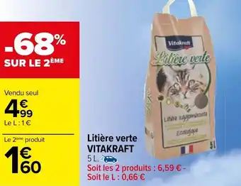 Carrefour Litière Verte Vitakraft offre