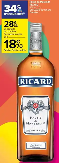 Carrefour Pastis de Marseille Ricard offre