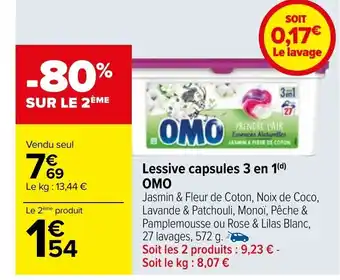 Carrefour Lessive Capsule 3 en 1 Omo offre