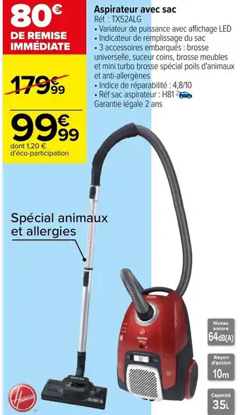 Carrefour Aspirateur Avec Sac offre