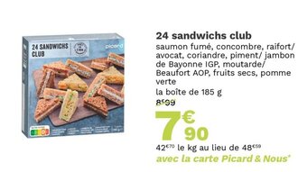 Picard 24 Sandwichs Club offre
