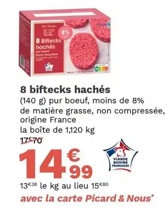 Picard 8 Biftecks Hachés offre