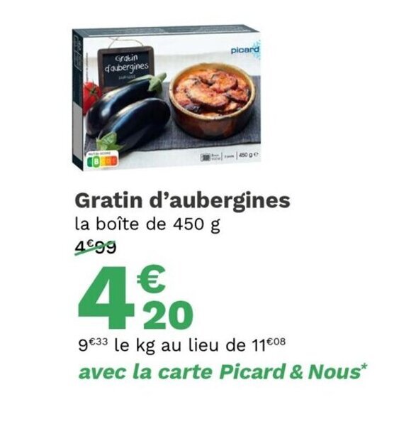 Promo Gratin d'Aubergines chez Picard