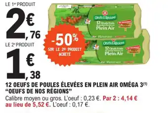 E.Leclerc Express 12 Oeufs de Poules élevées en Plein Air Oméga 3 Oeufs de Nos Régions offre