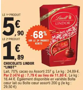Chocolats Lindor Lindt