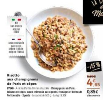 Thiriet Risotto Aux Champignons de paris et Cépes offre