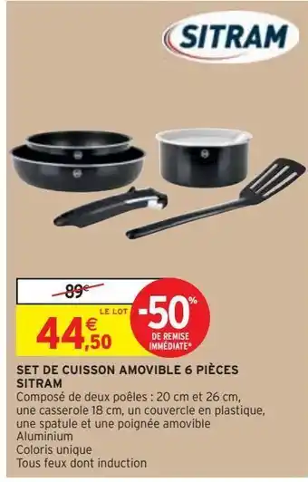 Set de cuisson amovible 6 pièces sitram