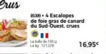 Thiriet 4 Escalopes de Foie Gras De Canard Du Sud-Ouest Crues offre