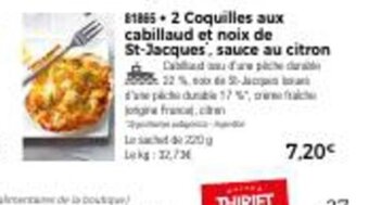 Thiriet 2 Coquilles Aux Cabillaud Et Noix De St-Jacques Sauce Au Citron offre