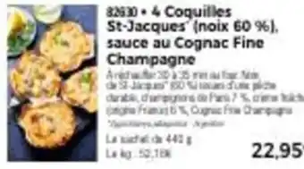 Thiriet 4 Coquilles St-Jacques (Noix 60%) Sauce Au Cognac Fine Champagne offre