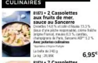 Thiriet 2 Cassolettes Aux Fruits De Mer Sauce Au Sancerre offre