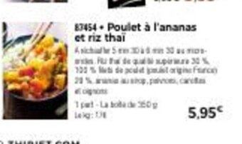 Thiriet Poulet a l'Ananas et Riz Thai offre