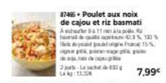 Thiriet Poulet Aux Noix de Cajou et riz Basmati offre