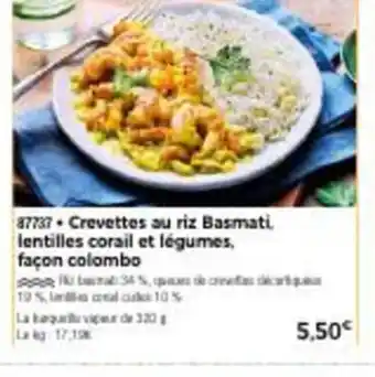Thiriet Crevettes Au Riz Basmati lentilles Corail Et Legumes Facn Colombo offre