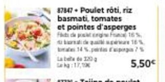Thiriet Poulet roti Riz Basmati Tomates et pointes d'Asperges offre