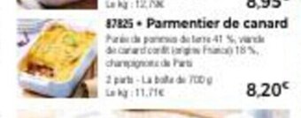 Thiriet Parmentier de canard offre