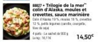 Thiriet Trilogie de La Mer Colin d'Alaska Moules Et Crevettes Sauce Mariniere offre