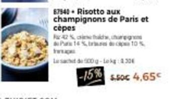 Thiriet Risotto Aux Champignons de Paris Et Cepes offre