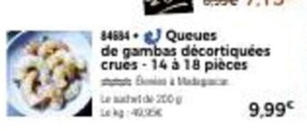 Thiriet Queues de Gambas Décortiquées crues offre