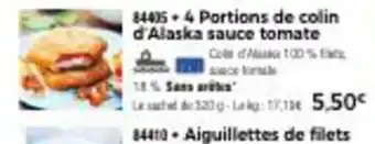 Thiriet 4 Portions de Colin d'Alaska Sauce Tomate offre