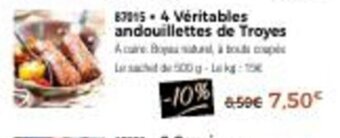 Thiriet 4 véritables andouillettes de troyes offre