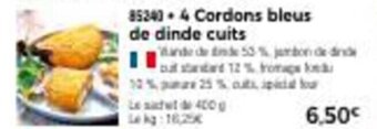 Thiriet 4 cordons bleus de dinde cuits offre