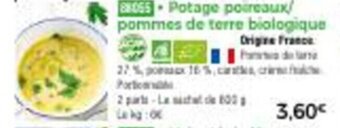 Thiriet Potage poireaux/pommes de terre biologique offre