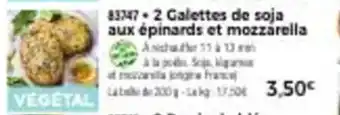 Thiriet 2 galettes de soja aux épinards et mozzarella offre