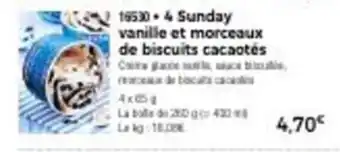 Thiriet 4 sunday vanille et morceaux de biscuits cacaotés offre