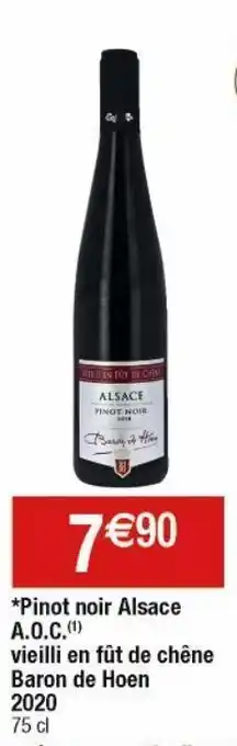 Cora x Carrefour Pinot noir alsace a.o.c vielilli en fut de chene baron de hoen 2020 offre