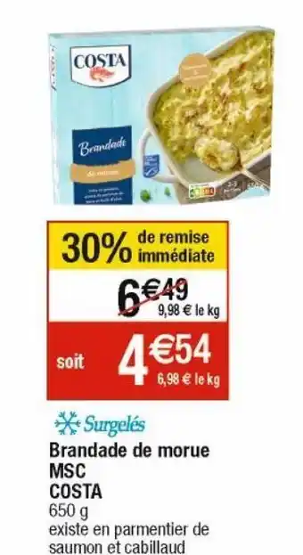 Cora x Carrefour Brandade de morue msc costa offre