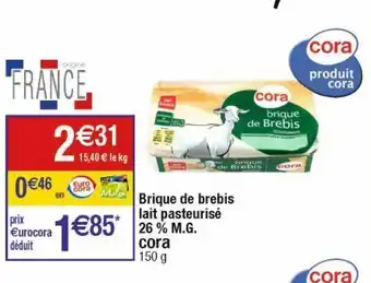 Cora x Carrefour Brique de brebis lait pasteurise 26% m.g. cora offre