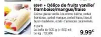 Thiriet Délice de fruits vanille/framboise/mangue/fraise offre