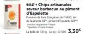 Chips artisanales saveur barbecue au piment d'Espelette