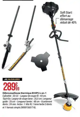 Bricorama Débroussailleuse thermique b33ps 4-en-1 mc culloch offre