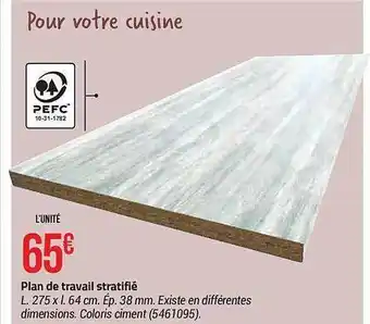 Plan de travail stratifié